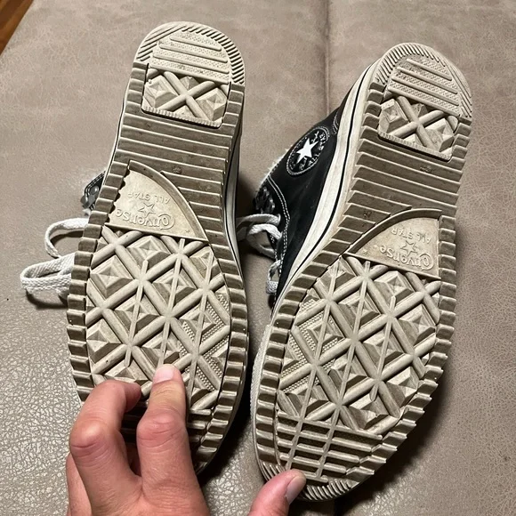 Converse leather Black chuck Taylor High-Top Sneakers with White Laces - Picture 5 of 8